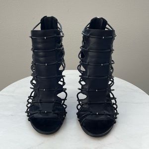 Pour La Victoire Black Cage Heels